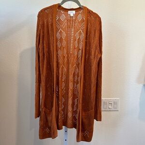 Market & Spruce Terracotta Open-Front Cardigan